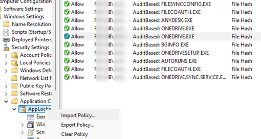 Import and Export the AppLocker policy settings from a standalone computer