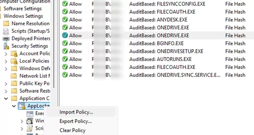 Import and Export the AppLocker policy settings from a standalone computer
