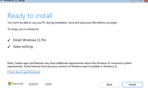 Install Windows 11 on a computer with keep nothing
