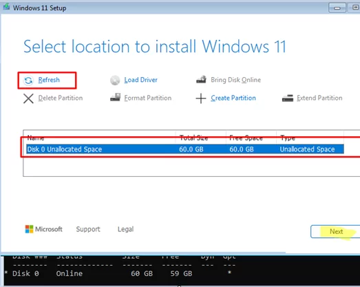 Install Windows 11 on unallocated space to GPT disk
