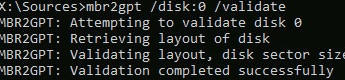 mbr2gpt.exe validate