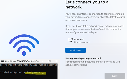 oobe\bypassnro - install windows 11 without Internet