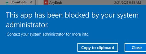 This app has been blocked by your administrator Applocker policy