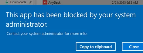 This app has been blocked by your administrator Applocker policy