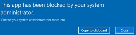 This app has been blocked by your administrator