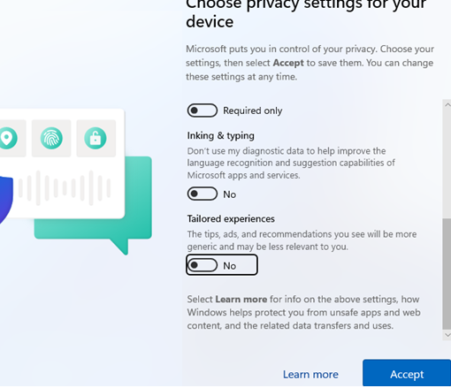 Windows 11 OOBE privacy setting
