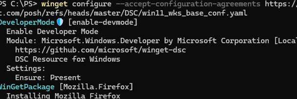 winget configure with yaml in URL