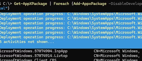 Re-register all APPX packages in Windows using PowerShell