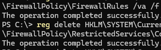 Remove duplicate firewall rules from the registry