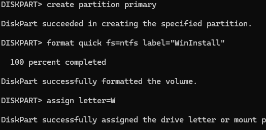 diskpart - create data partition