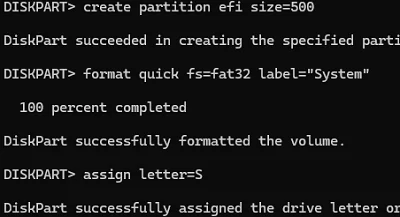 diskpart - create system efi partition