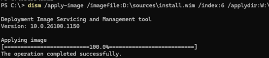 dism /apply-image from WIM to disk