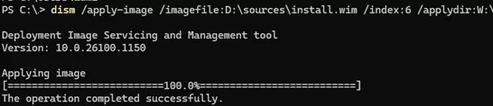 dism /apply-image from WIM to disk