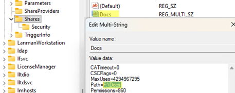 Edit local path to shared folder on a disk on a new file server