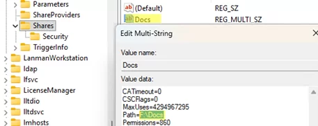 Edit local path to shared folder on a disk on a new file server