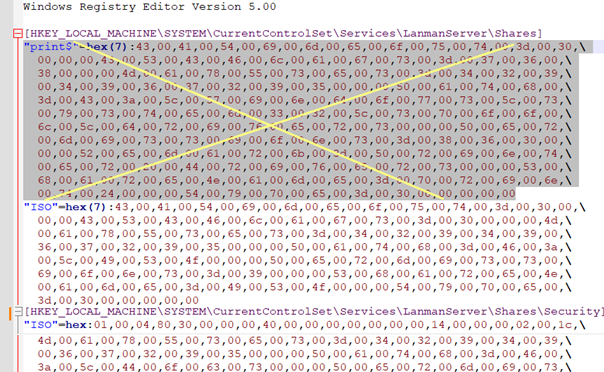 edit REG file with shared folders list