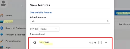 Enable or disable VBSCRIPT in Windows 11