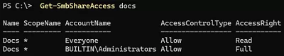 Get-SmbShareAccess - list share permissions with PowerShell