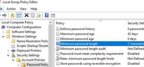 Minimum password length in local GPO