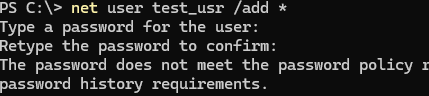 net use: set empty password - The password does not meet the password policy requirements