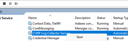 new service appears in Services management console