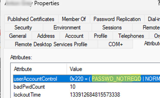 PASSWD_NOTREQD attribute in AD