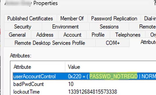 PASSWD_NOTREQD attribute in AD