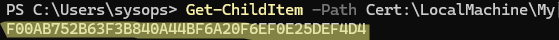 PowerShell - copy Cert:\LocalMachine\My certificate thumbprint