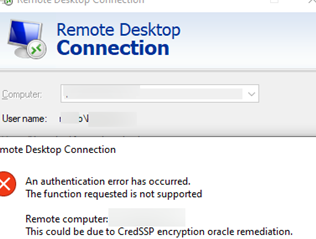 rdp connection error when NTLM disabled: The function requested is not supported: