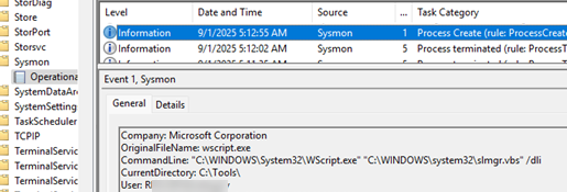 Sysmon Event ID 7 (VBS Image loaded: rule: ImageLoad)