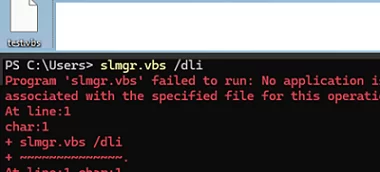 VBS script failed to run: No application is associated with the specified file for this operation