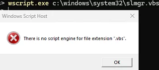 Windows Script Host There is no script engine for file extension ".vbs"