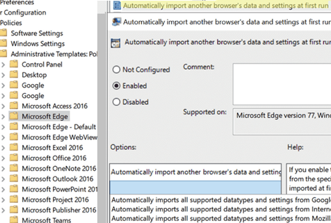 Additional Edge GPO options for first launch
