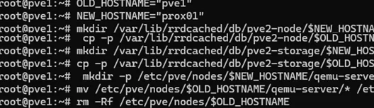 Bash script that moves existing directories to a new location with a new hostname.