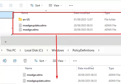 Copy Edge ADMX files to PolicyDefinitions