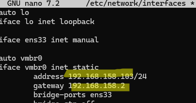 edit IP in /etc/network/interfaces