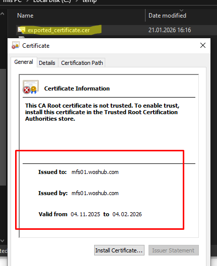 export certificate key from a registry to CER file using PowerShell