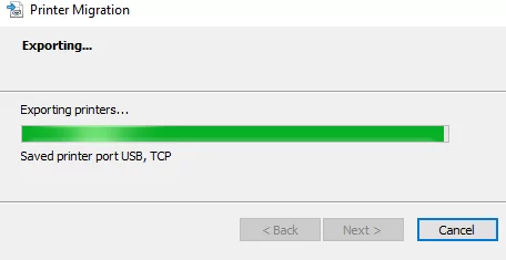 Exporting print server setting to a compressed printerExport file