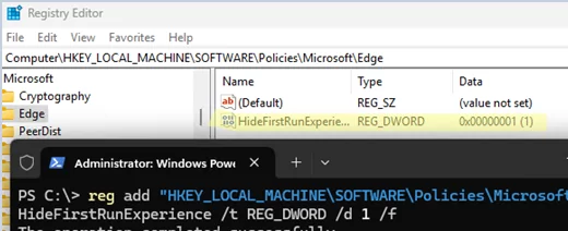 HideFirstRunExperience registry option