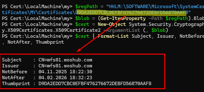 PowerShell: extract x509 certificate info from the registry
