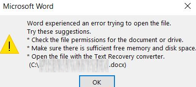 The user can't open Excel or Word files that have been downloaded