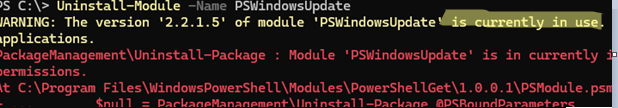 Uninstall-Module error - module is currently in use