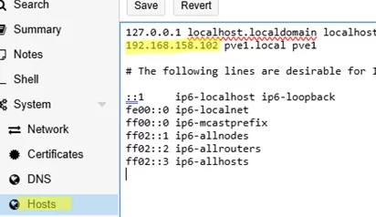 Update Proxmox IP in hosts file