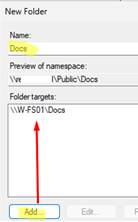 Add a folder by its UNC path