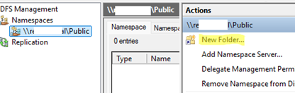 Add a shared folder to a DFS namespace