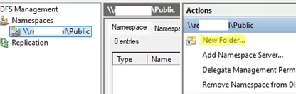 Add a shared folder to a DFS namespace