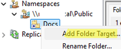 Add DFS replication target folder
