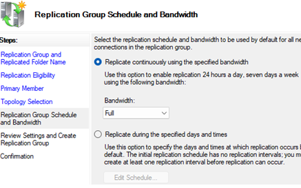 Configure DFR replication bandwidth