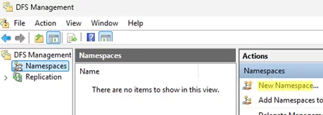 Create new DFS namespace