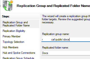DFS replication group name